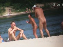 Skinny teens and busty mature babes at nudist beach