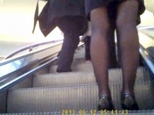 escalator upskirt skinny legs