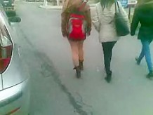 Cuming behind Pantyhose Teen