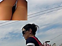 Flawless upskirt closeup filmed outdoors