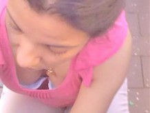 Real amateur does not know to get bra down blouse spied