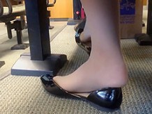 Candid US College Teen Shoeplay Feet Dangling in Nylons PT 3