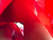 Hot upskirts of the young girl who has a period