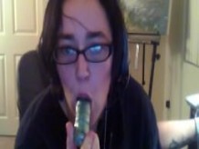 sucking on my toy and playing with my pussy and ass