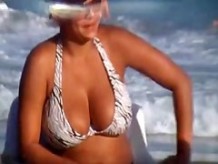 big tits on beach