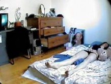 Amateur slides panty down and masturbates before spy cam Spy 02