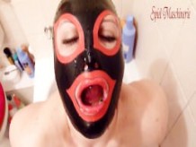 Superhero latex mask slut's great piss adventure