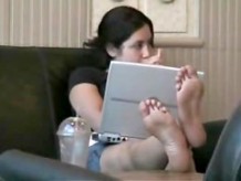 Candid Teen Feet in a coffee shop (she knew)