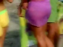 Candid Camel toe in yellow bathing suit