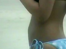 Hot candid teen in polka dot bikini