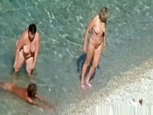 Mature nudist women in the water