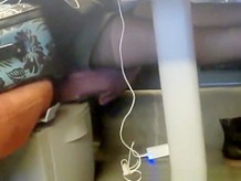 Legs in stockings in the train