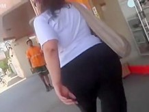 Fat ass woman in leggings