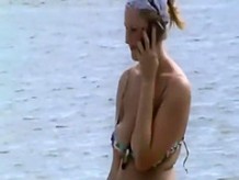 Sweet nipple slip on the beach