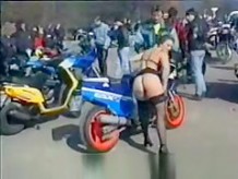 Moto Babe Strip in Public
