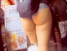 Big butt cheeks jiggle as she moves