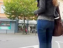 Nice ass girl in tight jeans pants