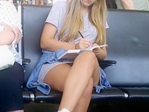 Upskirt before boarding the plane