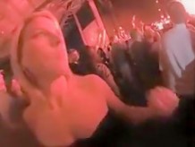 Blonde fangirl gives a blowjob at the rock concert