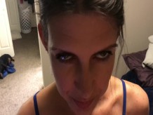 POV casero MILF mamada facial antes de acostarse