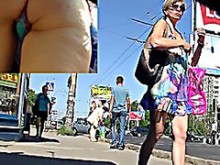 La belleza no se dio cuenta del cazador de upskirt