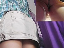 Película de upskirt (falsa) con muñeca seductora