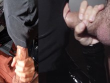 Le chupo la verga y se viene sobre mi cabeza en el capó