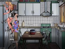 La lujuriosa casera le huele las bragas debajo de la falda, se pajea y se corre sobre sus zapatos