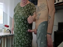 mamada de suegra, pajas de polla y semen