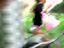 Tiburón callejero con una dulzura asiática a la que le quitan la falda