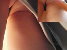 Upskirt (falso) cámara en vivo oculta funciona entre la multitud