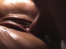 El creampie gotea del tierno coño de mi esposa