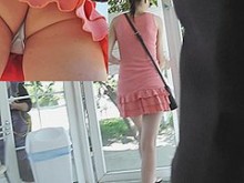 Atrevido traje de verano coral upskirt (falso) película