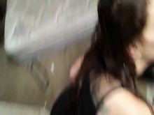 Garganta áspera follando con novia sexy semen en la garganta