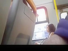 Chico muestra sus pelotas en el autobús